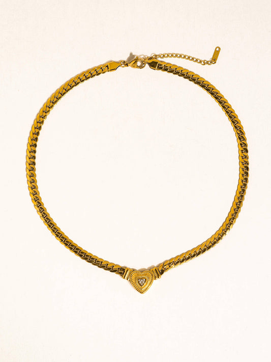 NON TARNISH HEART BRAIDED NECKLACE