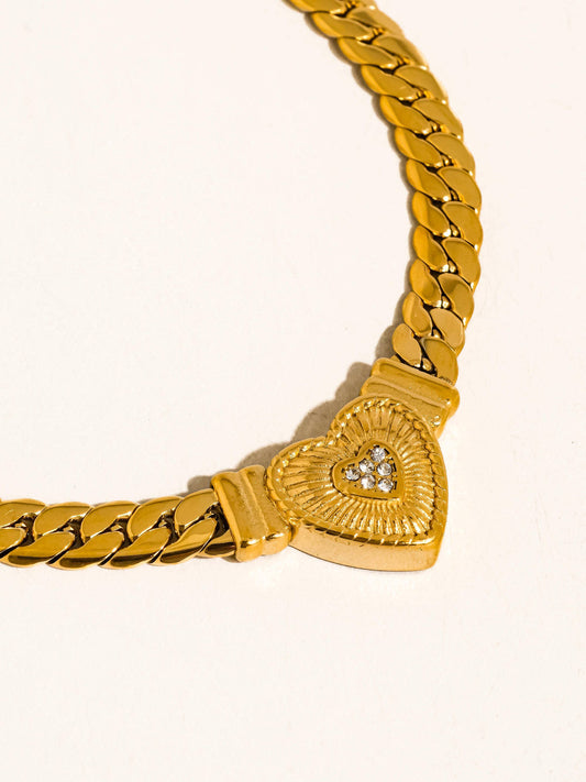 NON TARNISH HEART BRAIDED NECKLACE