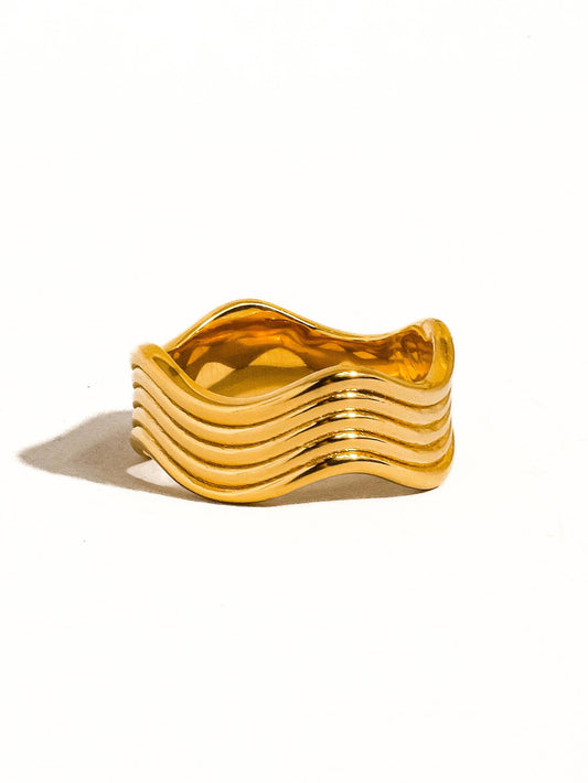 GOLD NON TARNISH WAVE RING