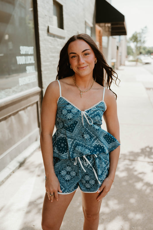 BLUE + WHITE BANDANA SET