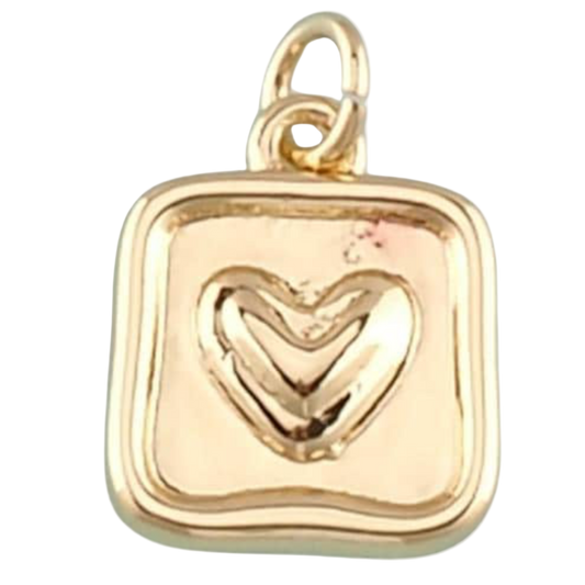 GOLD MINI SQUARE HEART CHARM