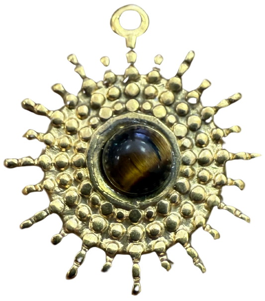 GOLD SUN BURST TORTOISE STONE CHARM