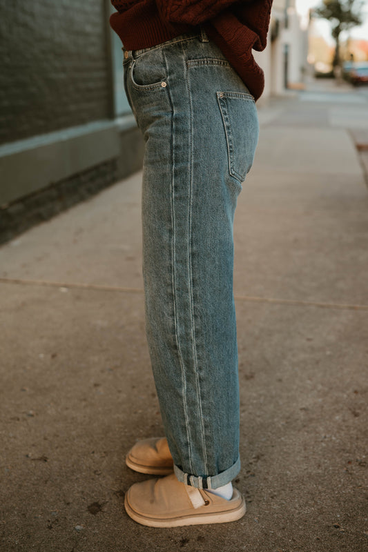 NON STRETCH SLIM SEMI BARREL JEANS