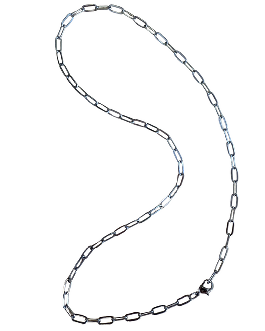 SILVER PAPERCLIP CHAIN 16IN + 2IN EXTENDER