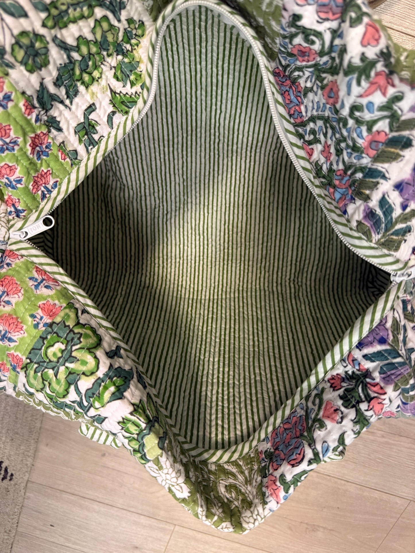 SAGE QUILTED PATCHWORK DUFFLE