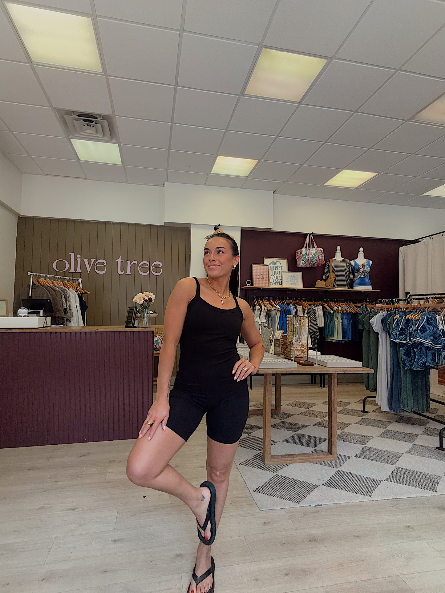 BLACK COTTON ATHLETIC ROMPER