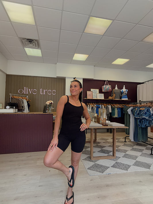 BLACK COTTON ATHLETIC ROMPER