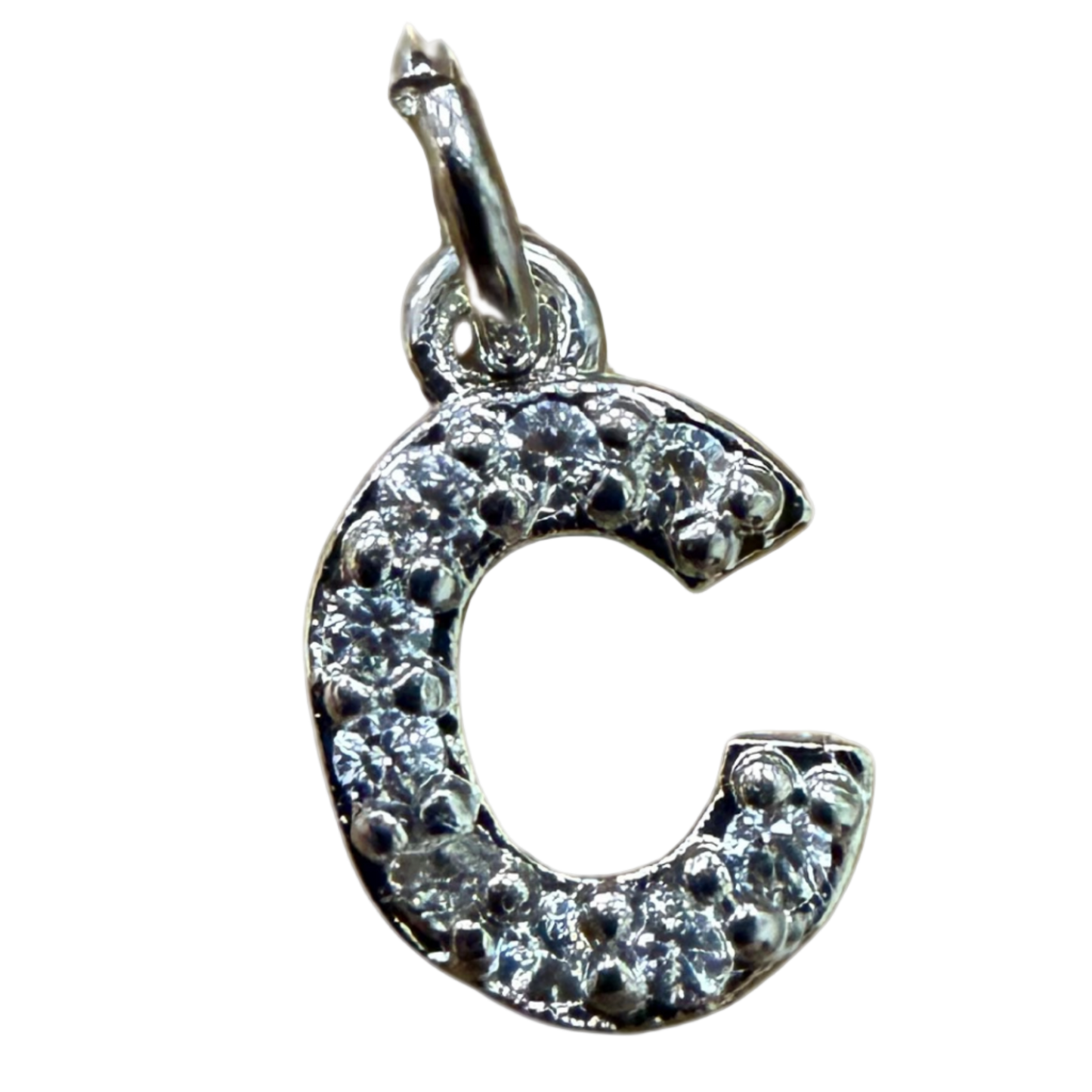 SMALL DIAMOND SILVER INITIAL CHARM