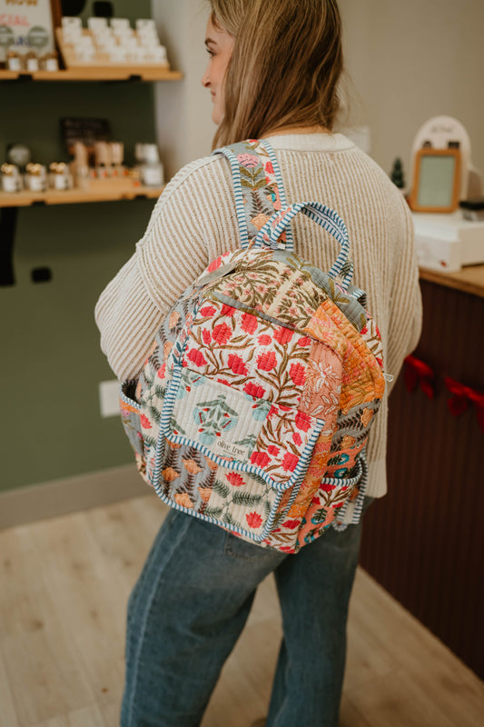 MULTI COLOR PATCH BACKPACK