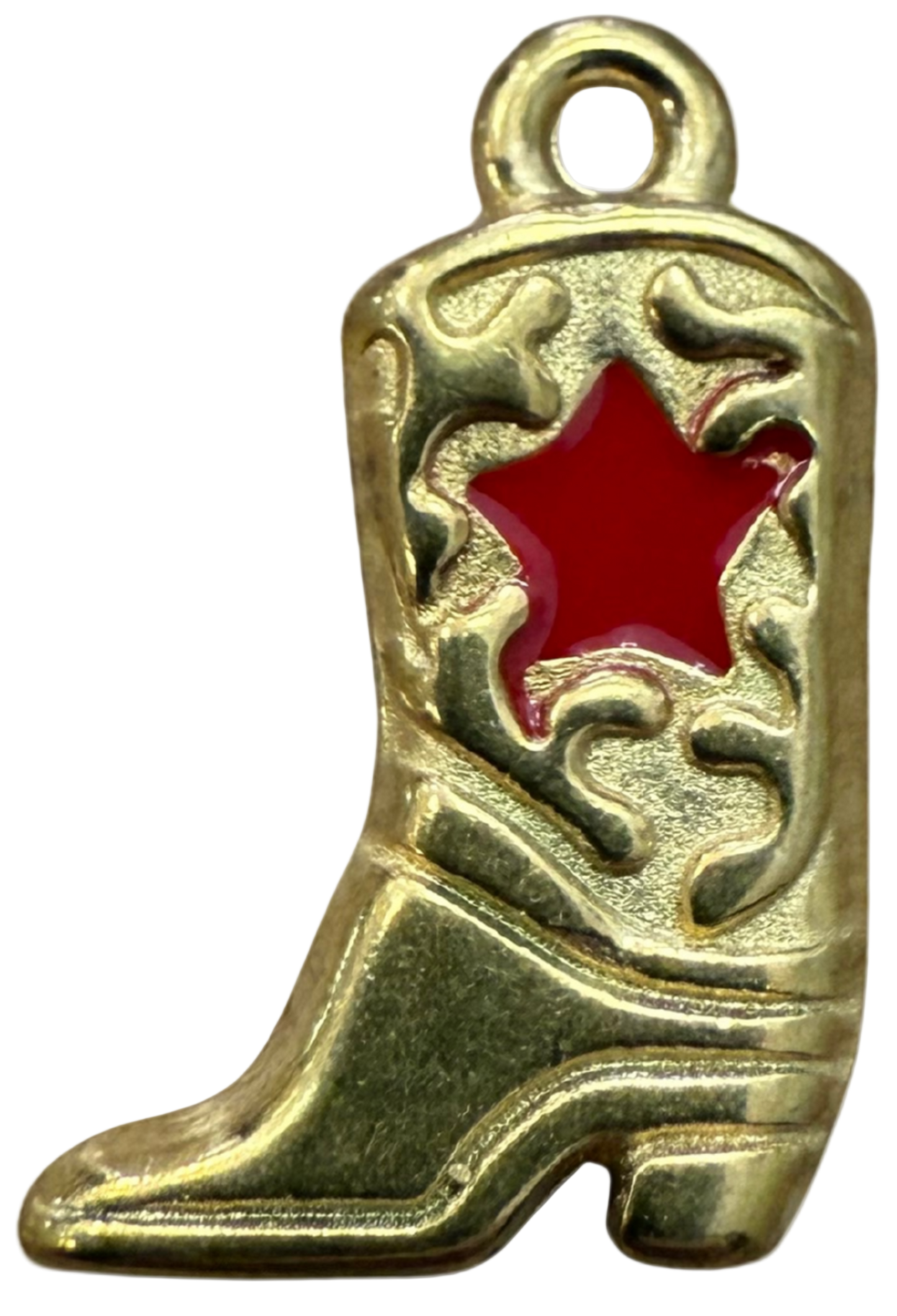 GOLD VINTAGE RED STAR BOOT CHARM