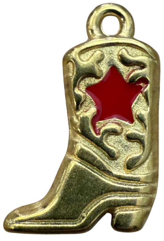 GOLD VINTAGE RED STAR BOOT CHARM