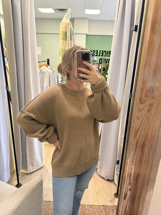 MOCHA DROP SHOULDER SWEATER