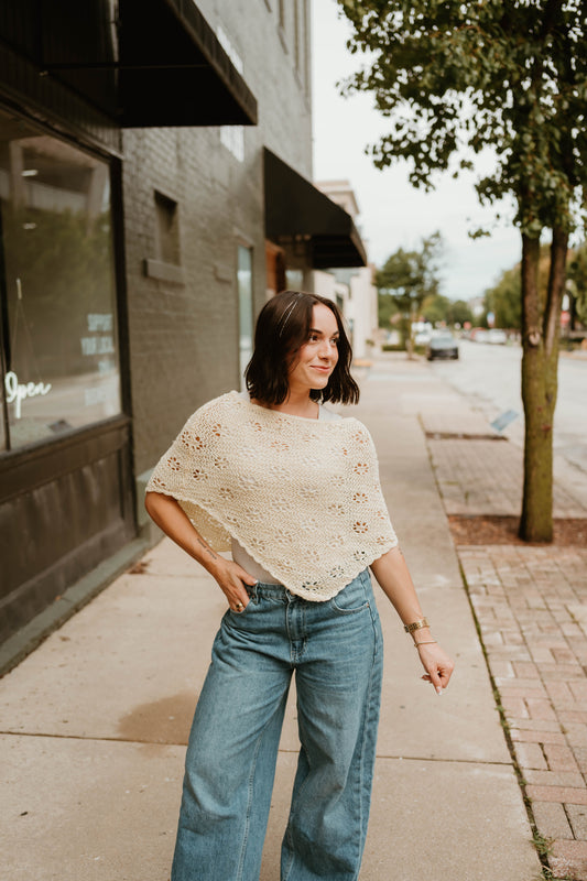 BUTTER YELLOW OPEN STITCH PONCHO