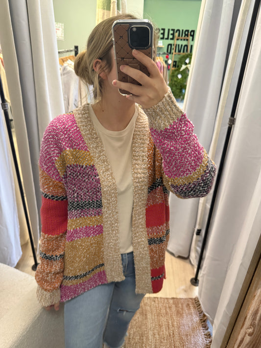 COLOR BLOCK KNIT CARDIGAN