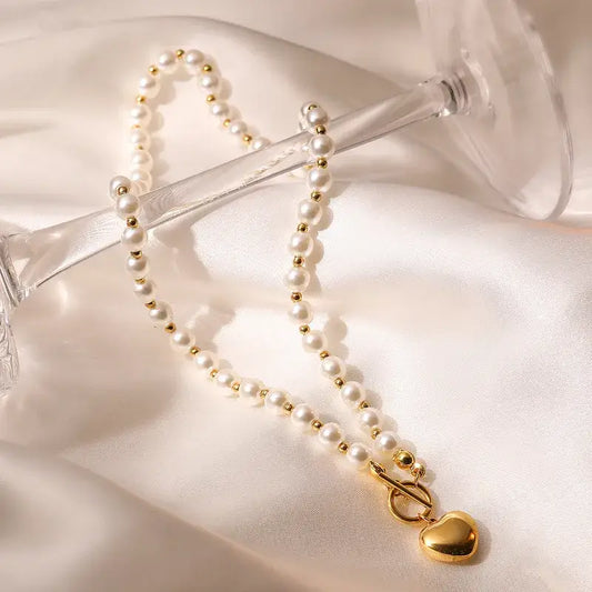 PEARL HEART PENDANT NECKLACE