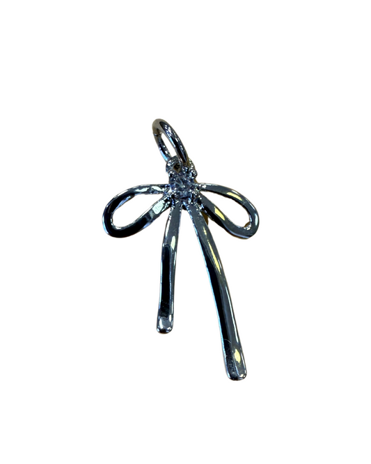 SILVER DIAMOND BOW CHARM