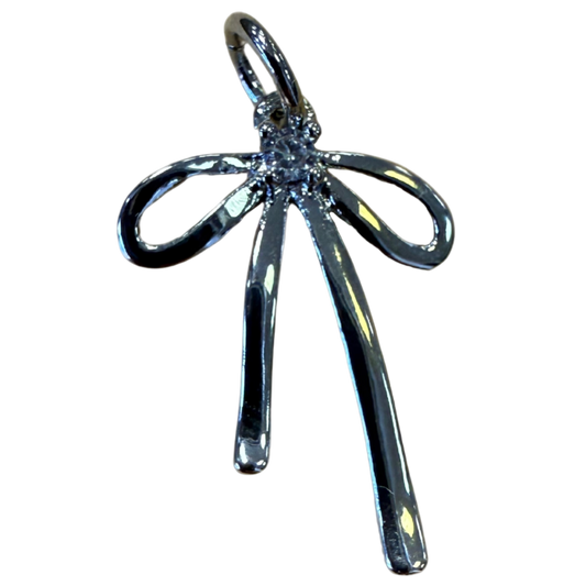 SILVER DIAMOND BOW CHARM