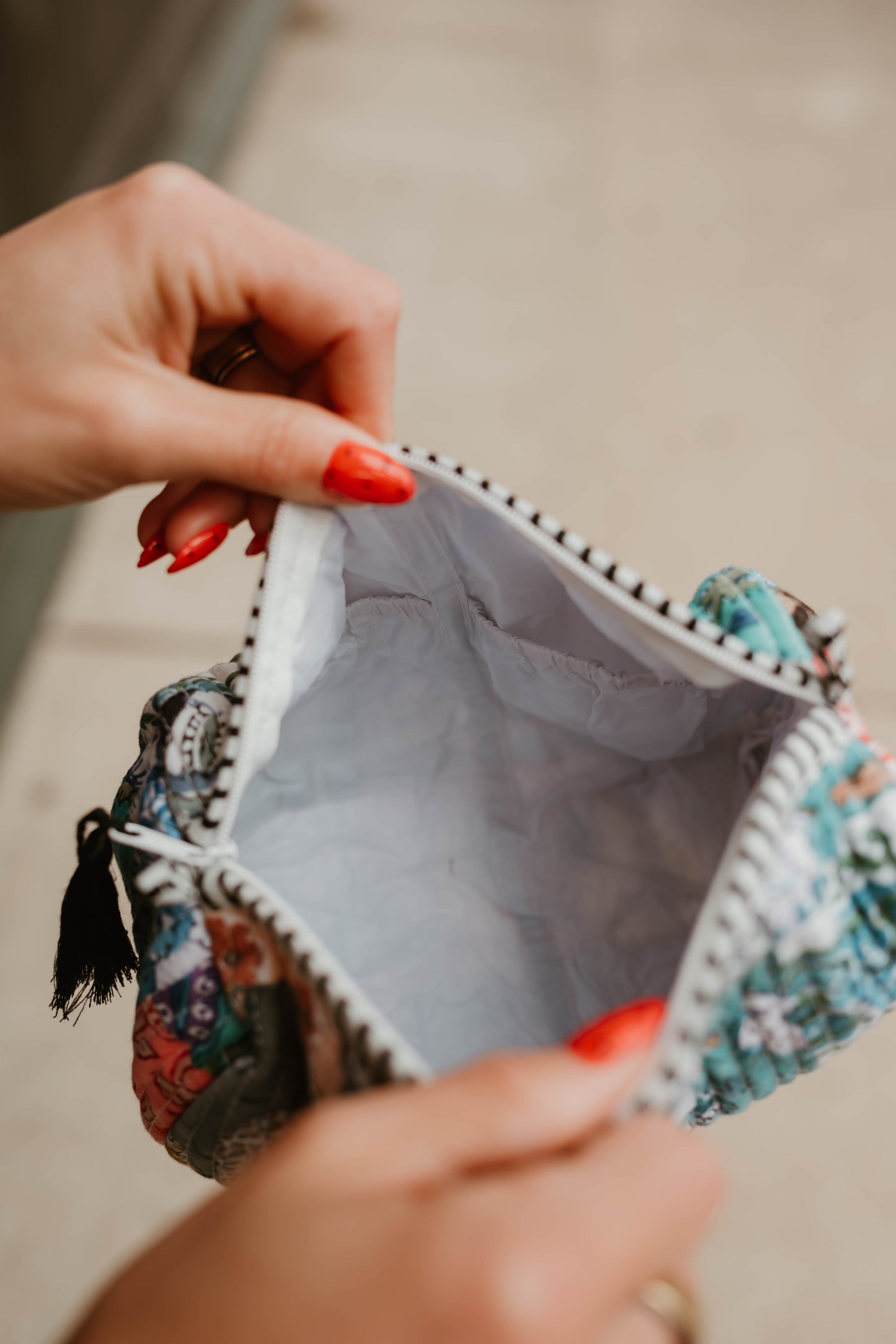 MIDNIGHT QUILTED PATCHWORK MAKEUP POUCH - SMALL