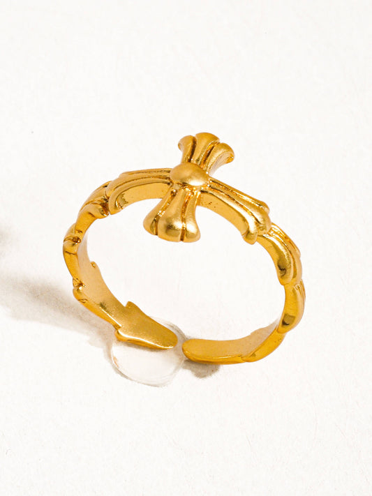 GOLD VINTAGE ADJUSTABLE CROSS RING