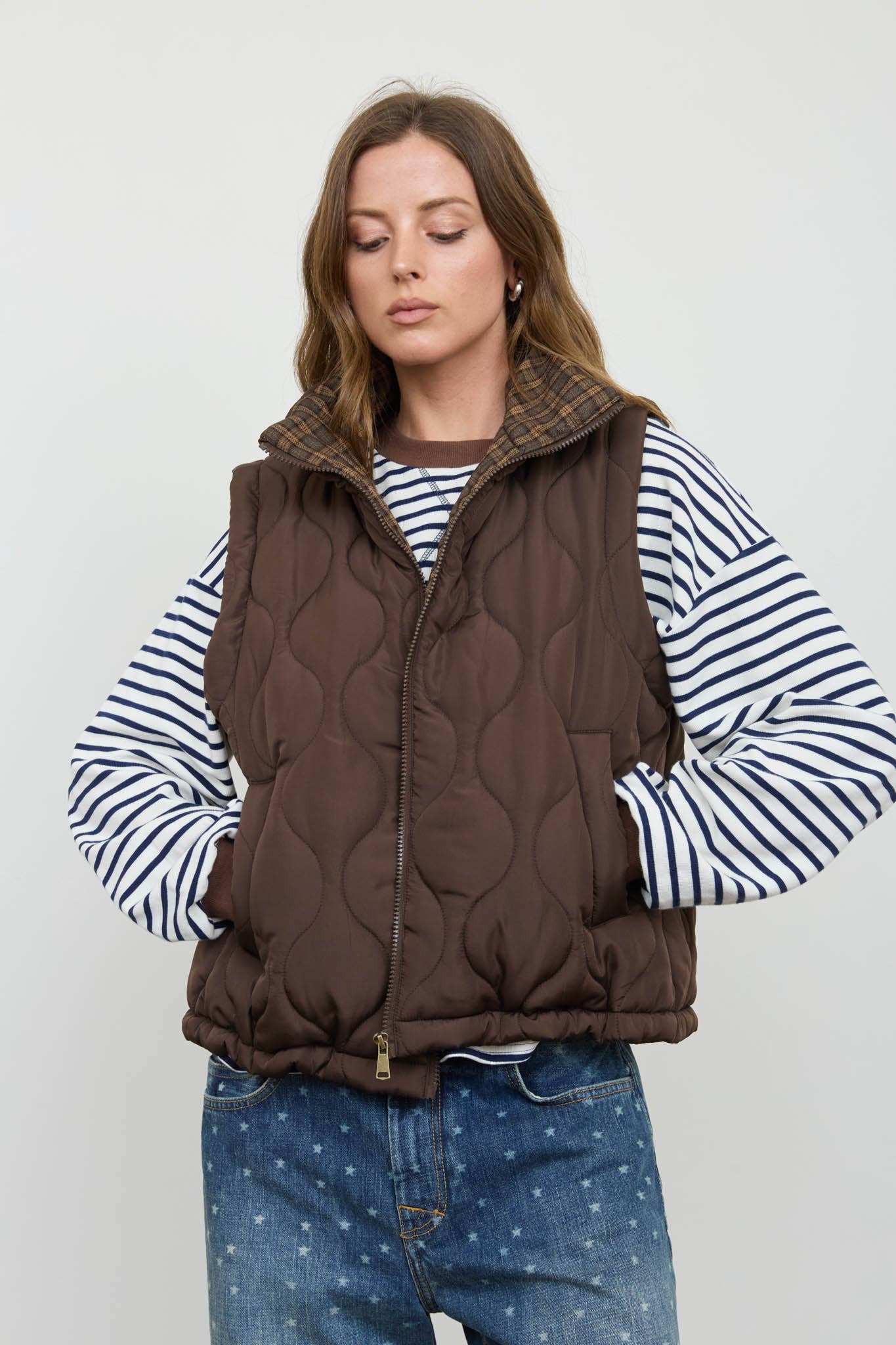 DEEP BROWN QUILT VEST