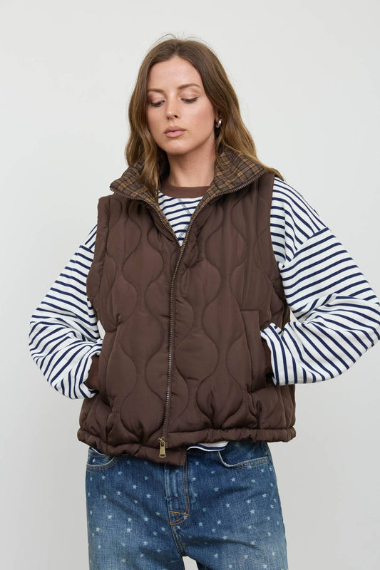 DEEP BROWN QUILT VEST