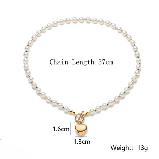 PEARL HEART PENDANT NECKLACE