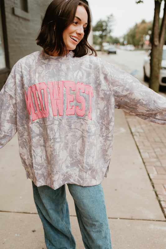 EMBROIDERED CAMO MIDWEST MOCKNECK