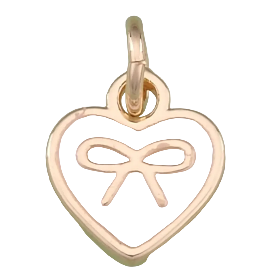 MINI GOLD WHITE BOW HEART CHARM