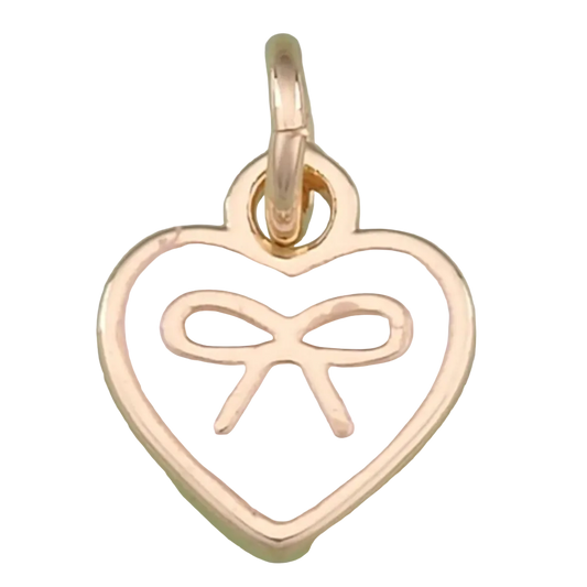 MINI GOLD WHITE BOW HEART CHARM