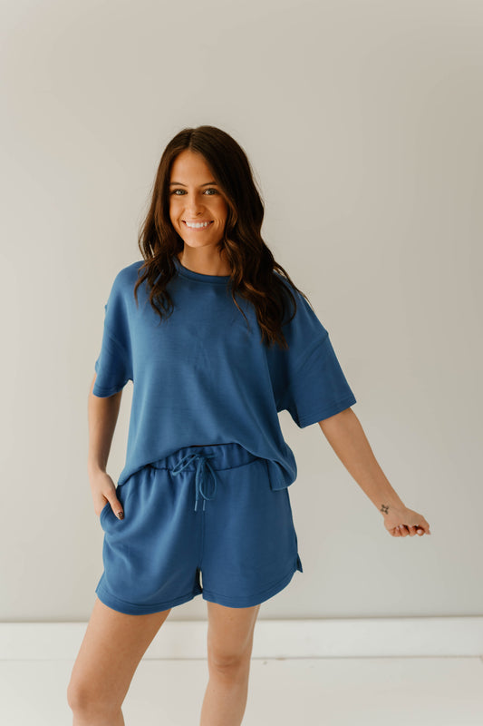 ROYAL BLUE SOFT SHORT SET