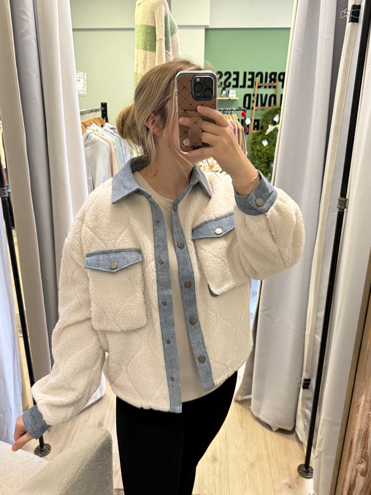 QUILTED FAUX FUR JACKET