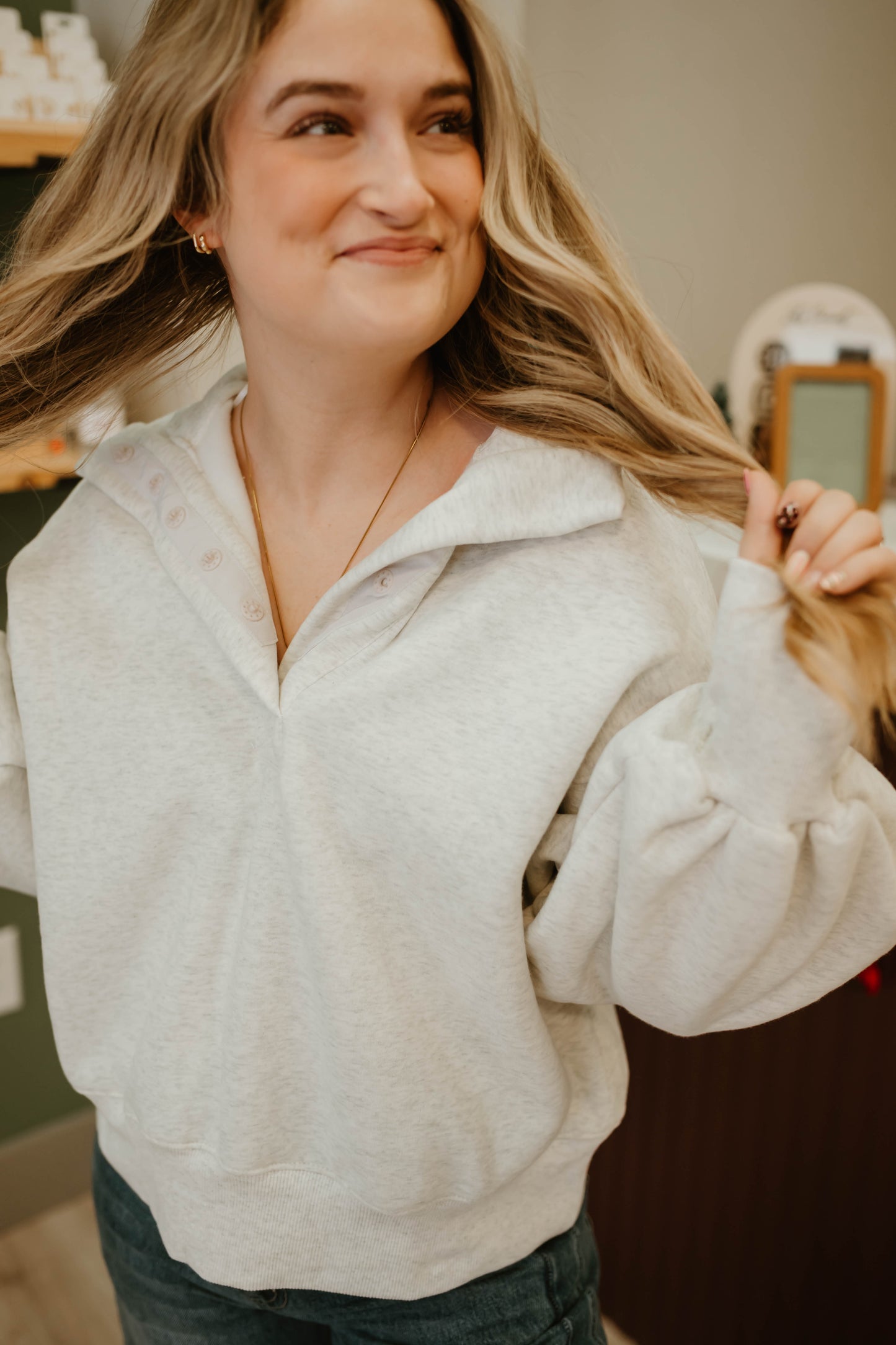HALF BUTTON RELAXED FIT PULLOVER