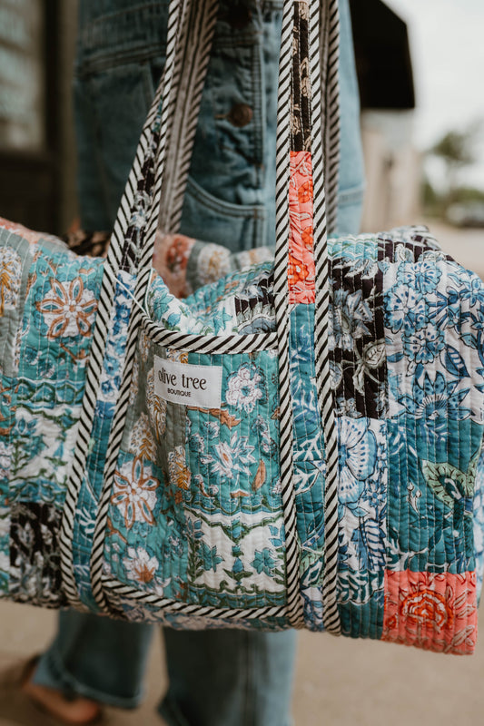 MIDNIGHT QUILTED PATCHWORK SMALL DUFFLE