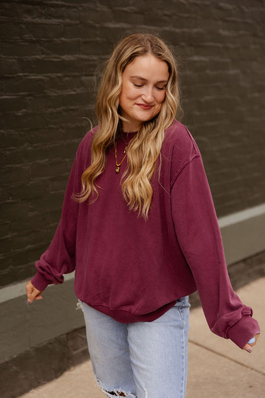 BERRY MINERAL WASHED PULLOVER