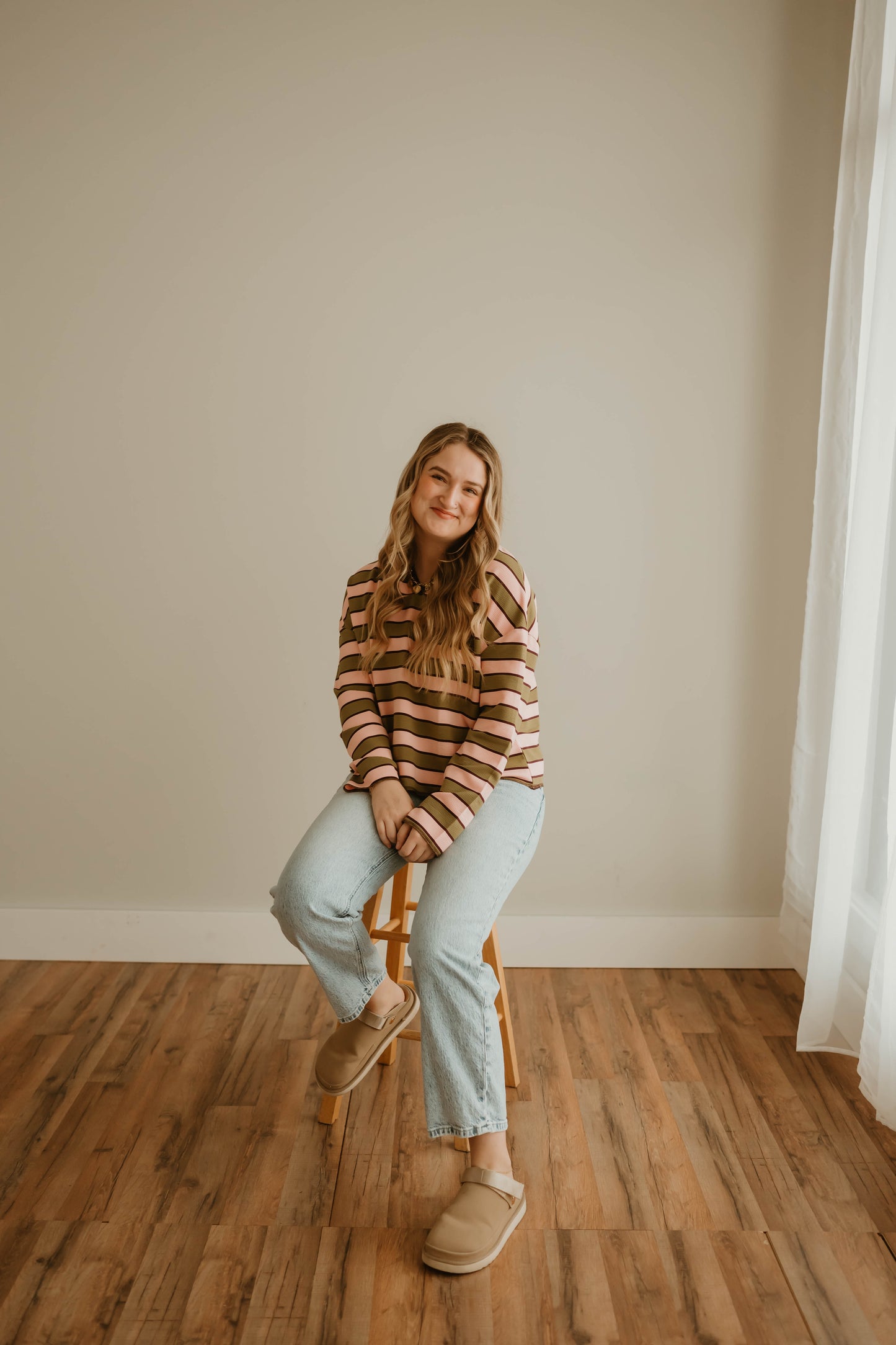 PINK + GREEN STRIPED LONG SLEEVE