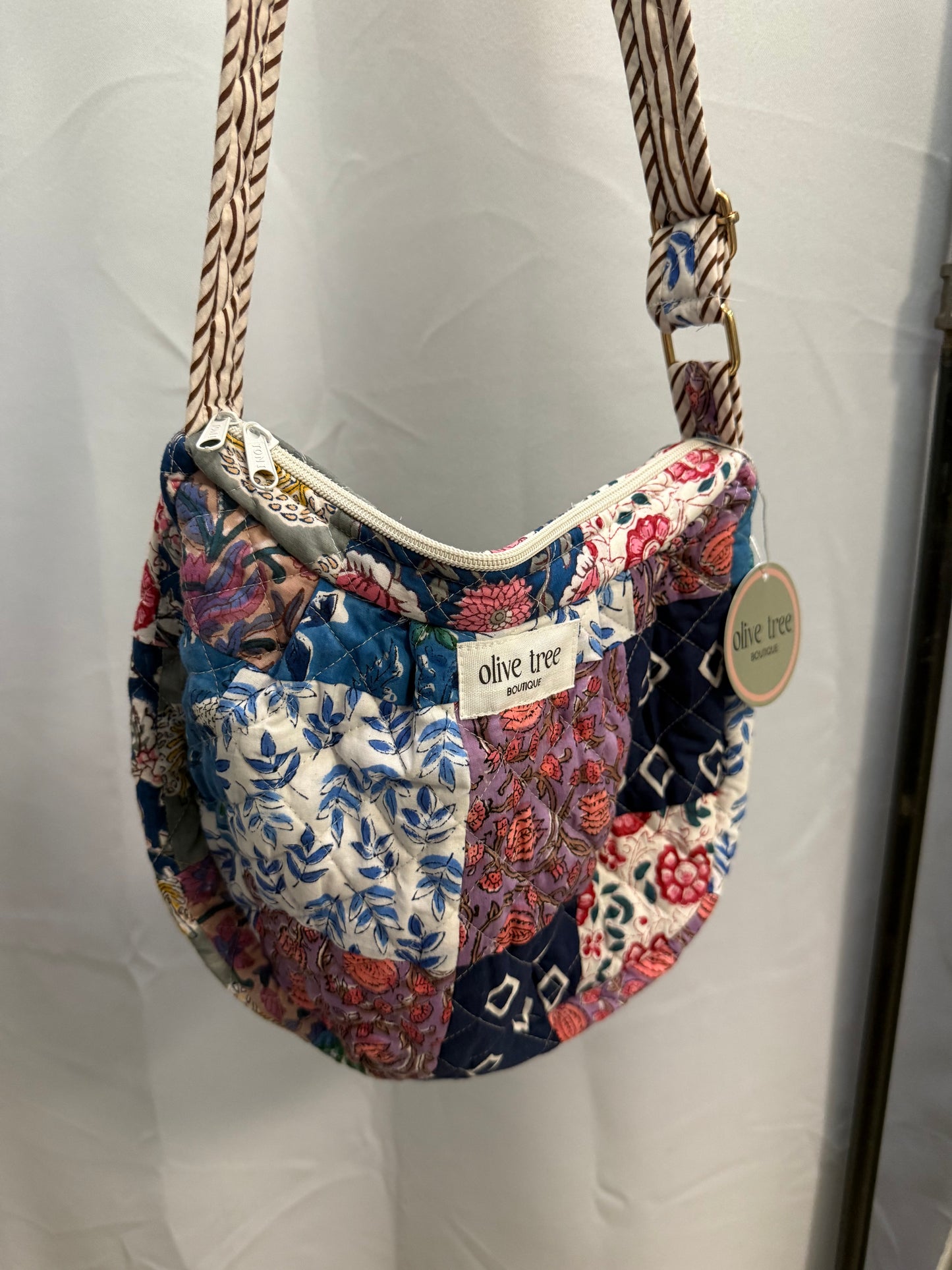 NAVY + PURPLE QUILTED PATCHWORK CROSSBODY