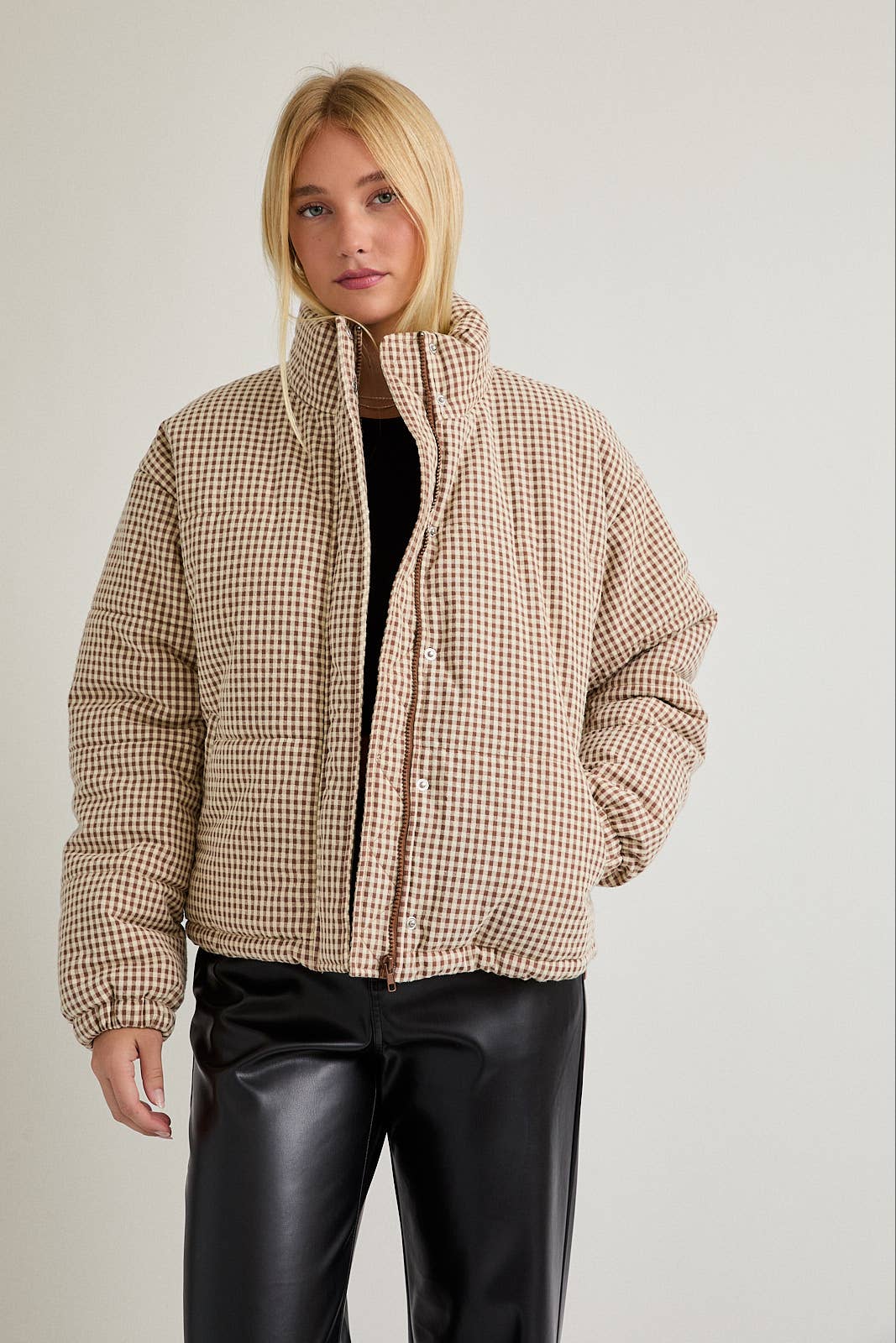 GINGHAM PUFFER JACKET
