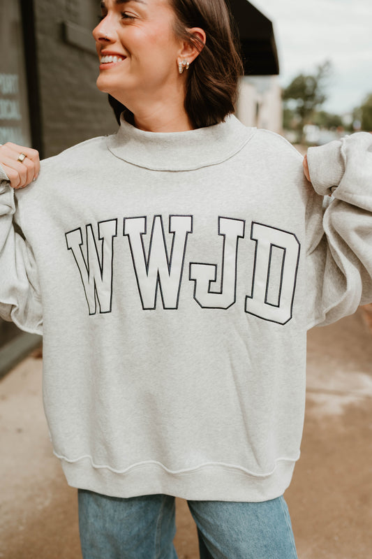 WWJD EMBROIDERED MOCKNECK