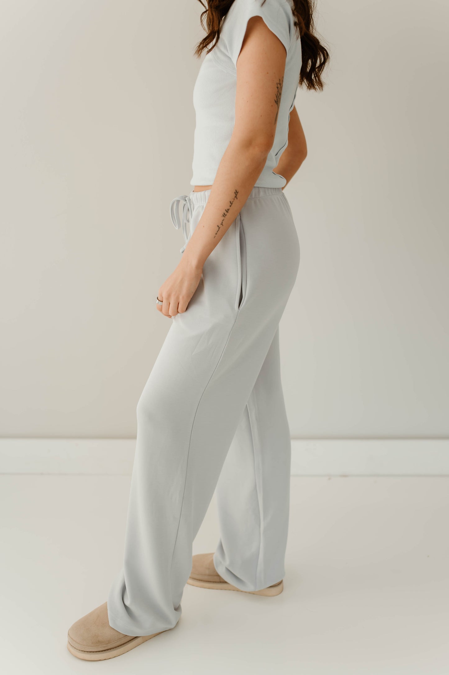 BABY BLUE SHORT SLEEVE + WIDE LEG LOUNGE SET