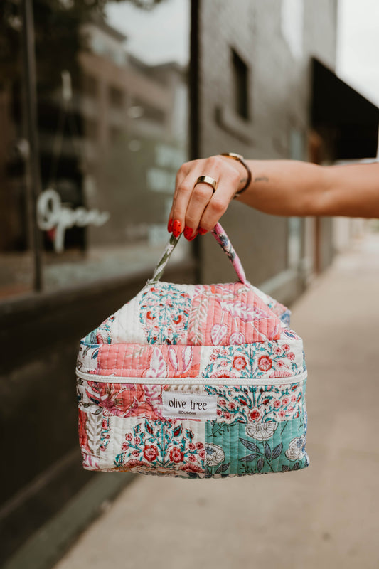 SUNRISE QUILTED PATCHWORK MAKEUP BAG XL