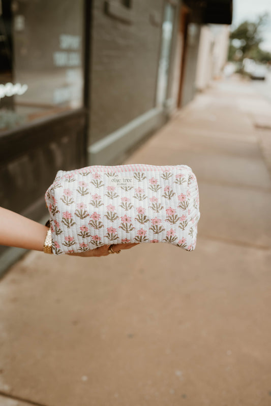 PINK FLORAL LARGE POUCH