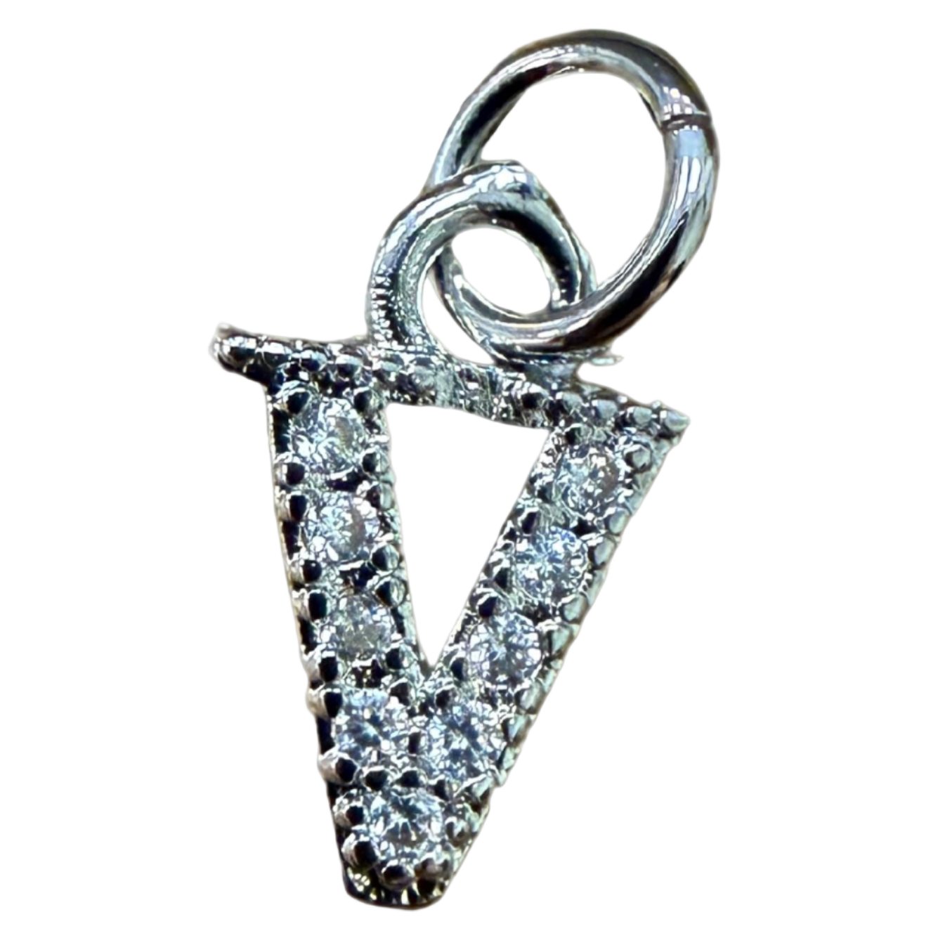 SMALL DIAMOND SILVER INITIAL CHARM