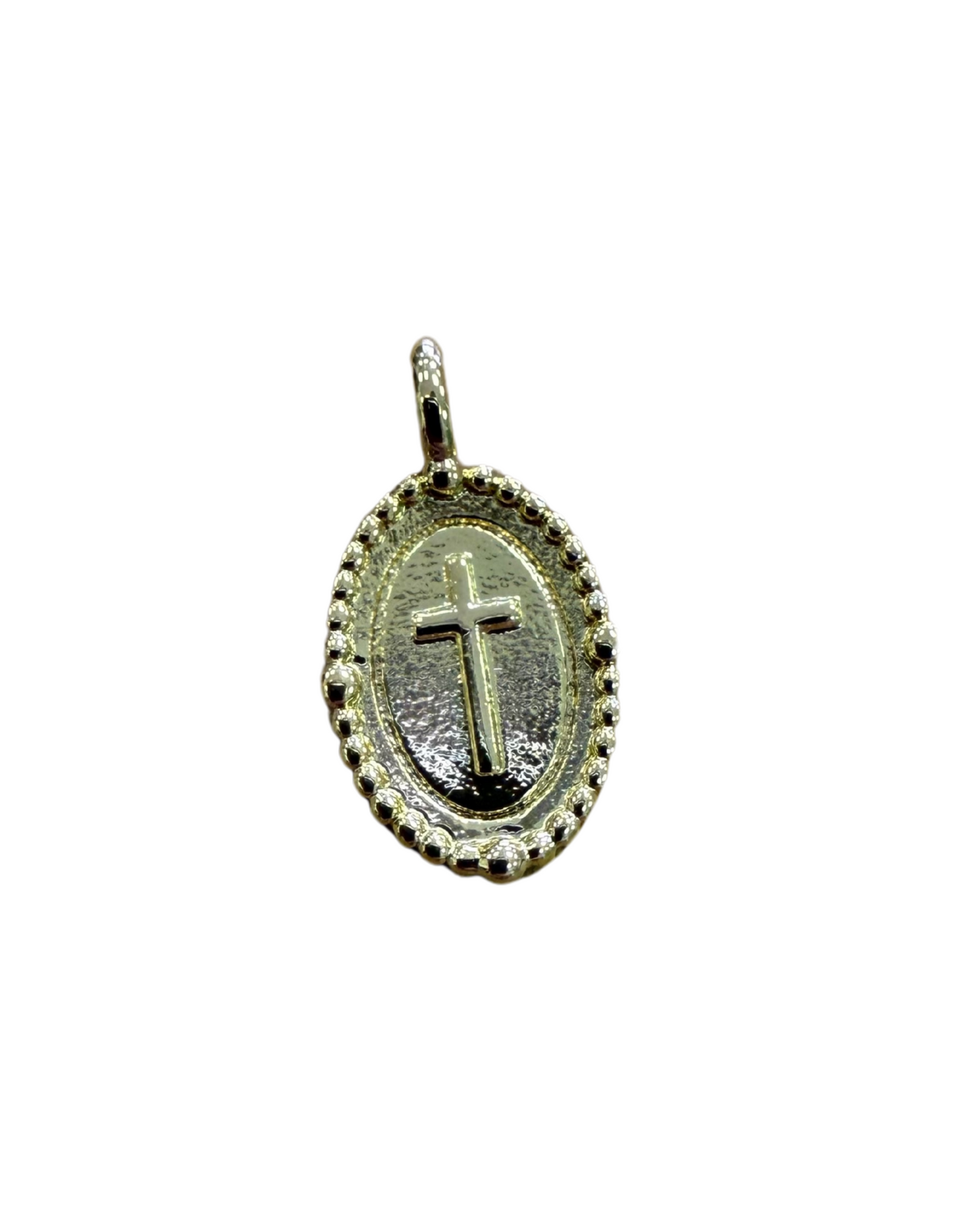 MINI GOLD OVAL CROSS CHARM