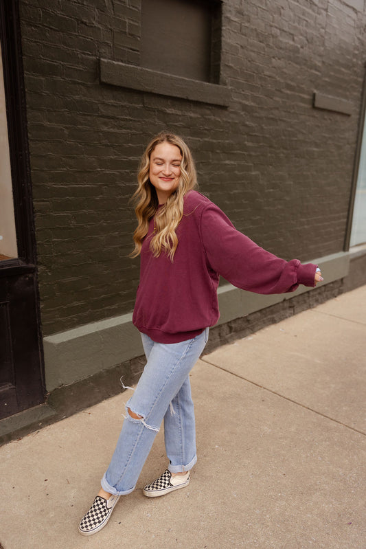 BERRY MINERAL WASHED PULLOVER