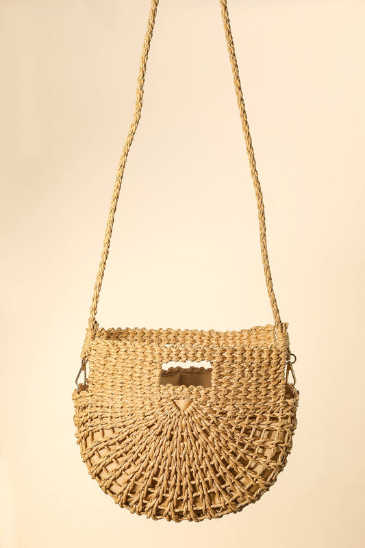 TAN BRAIDED CLUTCH/CROSSBODY BAG