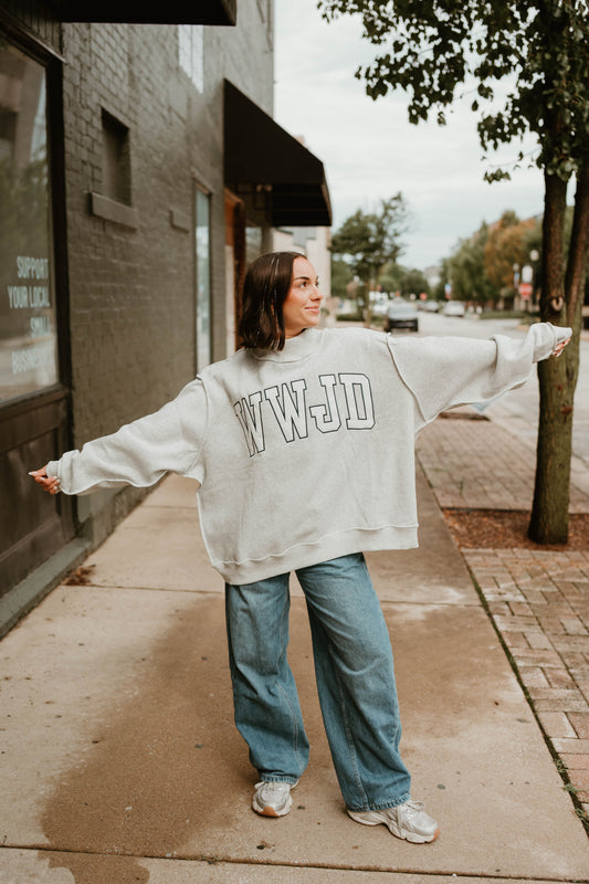 WWJD EMBROIDERED MOCKNECK