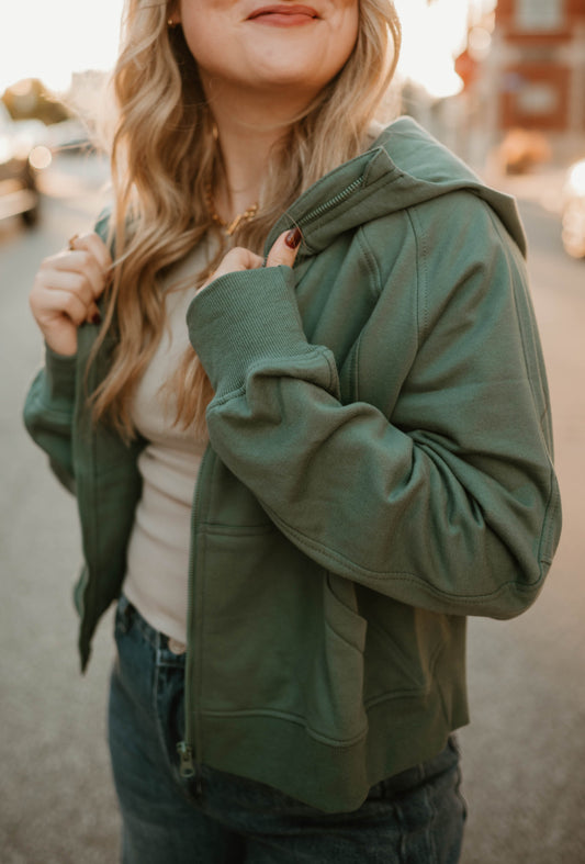 JADE CROPPED ZIP UP HOODIE