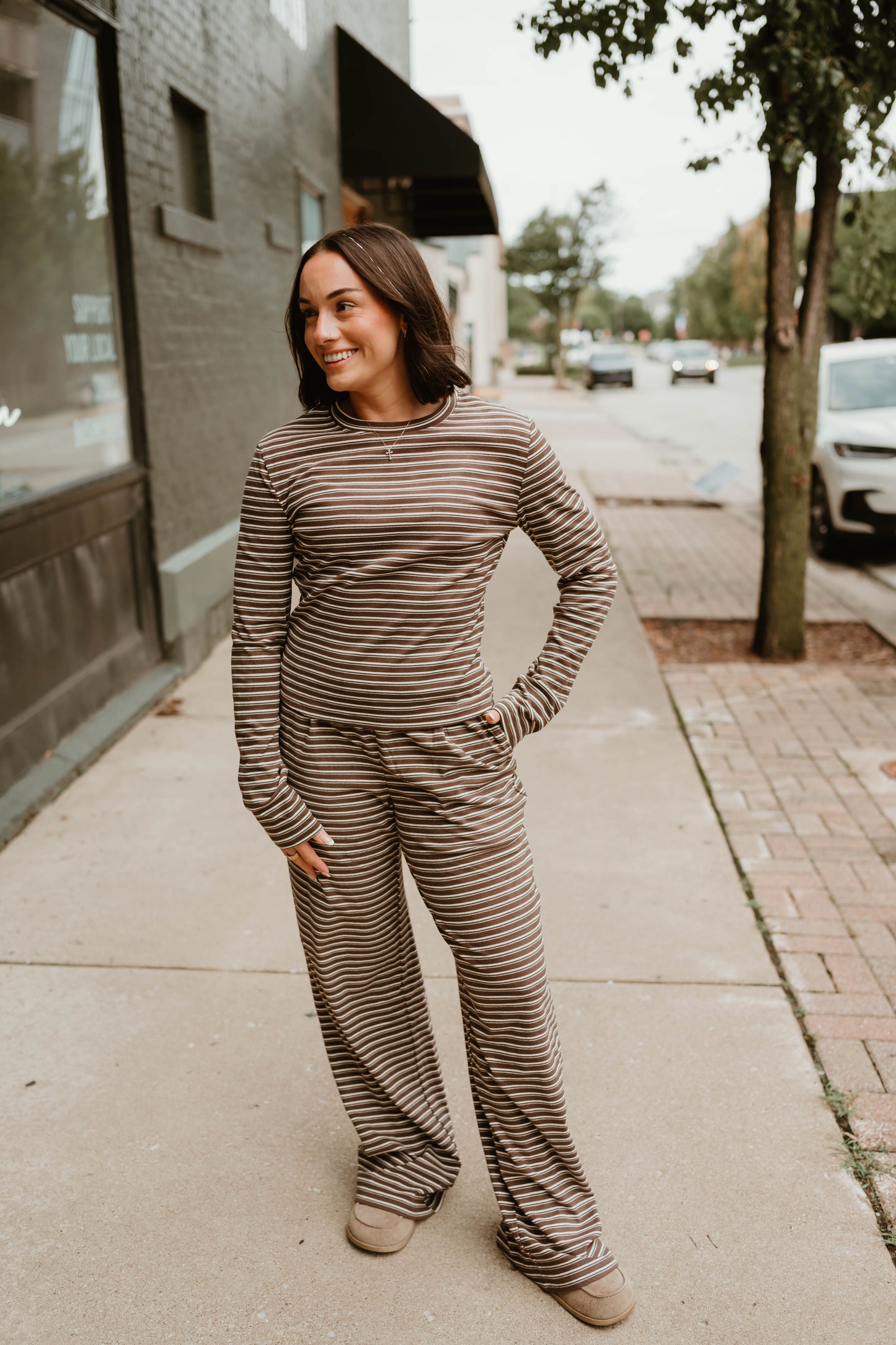 CHESTNUT ULTRA SOFT STRIPED LOUNGE SET