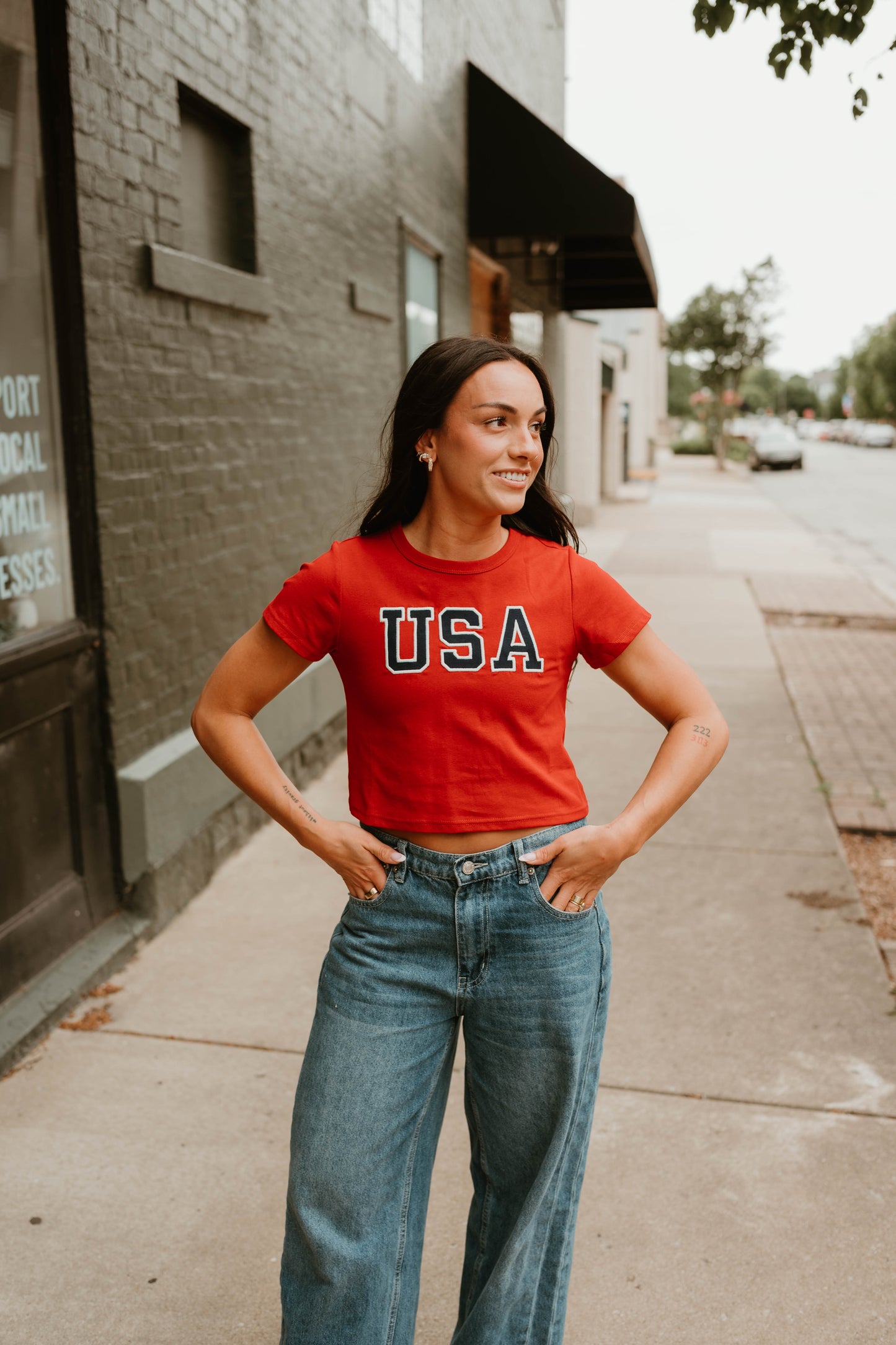 RED USA SHORT SLEEVE BABY TEE