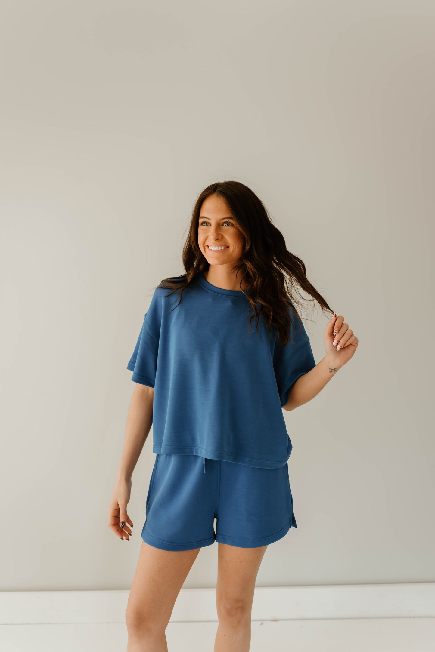 ROYAL BLUE SOFT SHORT SET